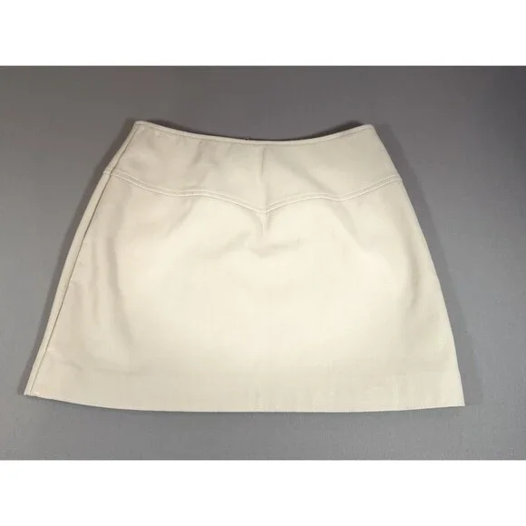 ASTR The Label Ecru Faux Leather Mini Skirt Small Zip Back - Picture 3 of 12